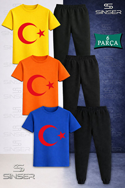 SS SİNSER Παιδικό σετ φούτερ και μπλουζάκι 3 τεμαχίων RED MOON STAR