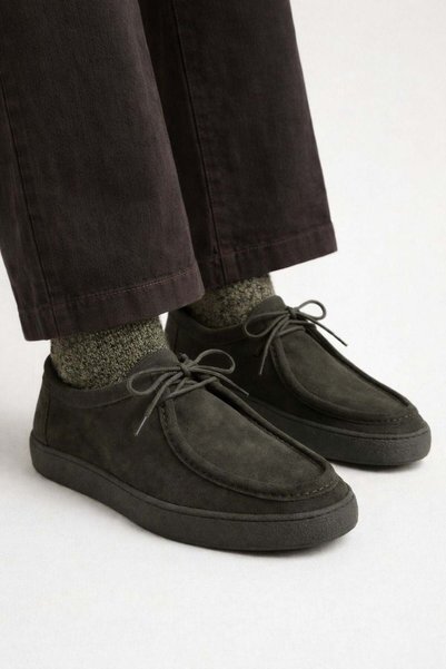 VARNAS Men's Khaki Suede Genuine Leather Daily Casual Lace-Up Rubber Sole Shoes – Bridge
