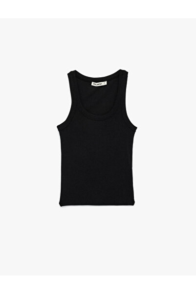 Koton Camisole U izrez uskog kroja crna ženska majica bez rukava 6SAL30078IK