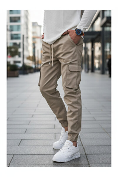 Oxmen Avant Garde Ανδρικό παντελόνι Jogger σε μπεζ χρώμα, ποιοτικό βαμβακερό ...