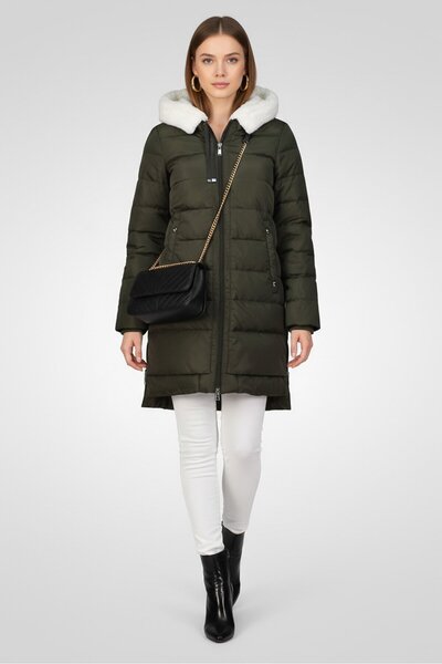 Sam Edelman Women Hooded Long Sleeve Puffer Jacket, Olive