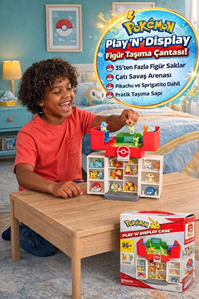 TOYFEST Pokémon Jazwares Play N Display Case Figür Taşıma Çantası Arena Seti ...