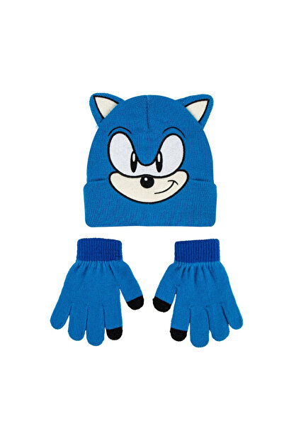 Sonic Διμερές ακρυλικό χειμερινό σετ, σκούφος και γάντια