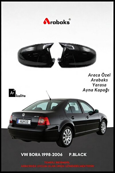 Arabaks VW BORA 1998-2006 P.BLACK Yarasa Ayna Kapağı 2'li Takım (BATMAN TİP, ...