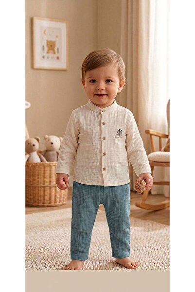 KOÇAR BEBEK Keten Hakim Collar Shirt Muslin Pants Wonderlust Embroidery Detai...