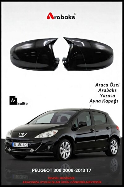Arabaks PEUGEOT 308 2008-2013 T7 Yarasa Ayna Kapağı 2'li Takım (BATMAN TİP, D...