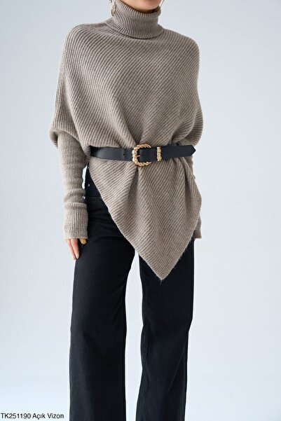 Nisam High-Necked Poncho Knit Sweater