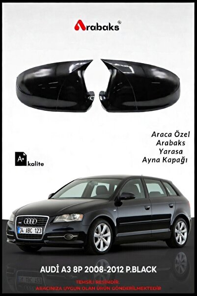 Arabaks AUDİ A3 8P 2008-2012 P.BLACK Yarasa Ayna Kapağı 2'li Takım (BATMAN Tİ...