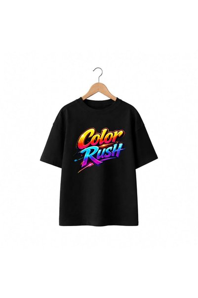playwear تي شيرت مطبوع عليه Color Rush مصنوع من القطن بنسبة 100% واسع الحجم و...