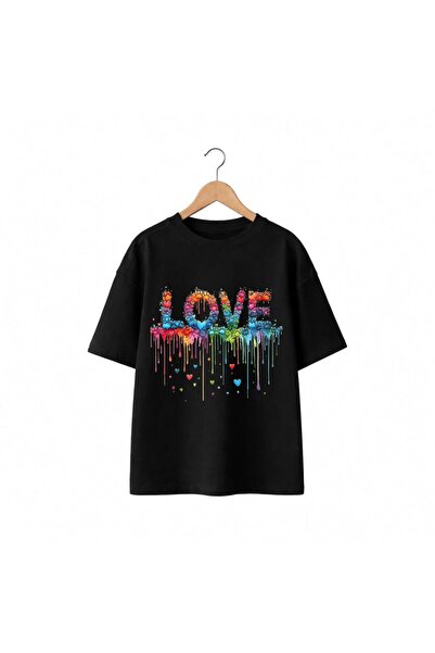 playwear Tricou cu decolteu rotund, 100% bumbac, cu imprimeu Pati Kalp Love, ...