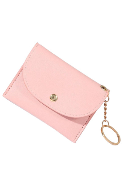 Generic Kuer Vintage Style Leather Keychain Card Case Compact Snap Wallet