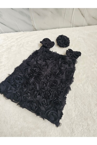 Elwirababyboutiqe Τρισδιάστατο φόρεμα με μαύρα τριαντάφυλλα