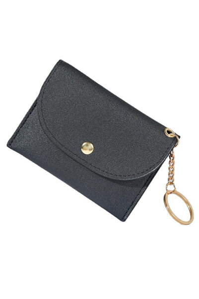 Generic Kuer Vintage Style Leather Keychain Card Case Compact Snap Wallet