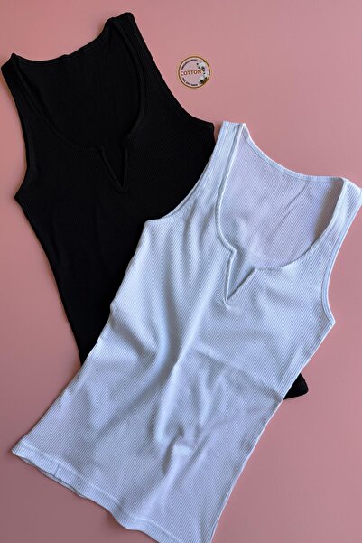 VicTroy Luniva 2-Pack |   Hidden Iron V Low-Cut Camisole Fabric Black and Whi...