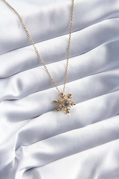 Skygo 316L الصلب الذهب اللون الزركون حجر ندفة الثلج الإسقاط نموذج قلادة المرأة