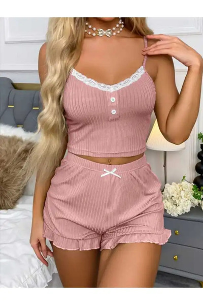 Bleu Petite Γυναικείο Σετ Πιτζάμες με Λεπτομέρεια από Ροζ Κορδέλα