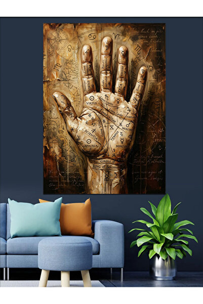 Artmeg Decorative Canvas with Magic and Spell Tattoos - Mdf Wood Table