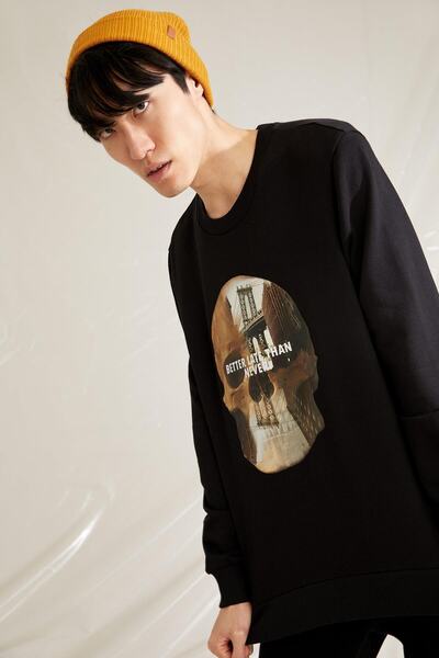 DeFacto Φούτερ από ύφασμα Soft Hair Slim Fit Φούτερ