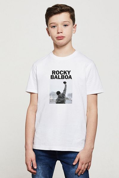 QIVI Tricou cu imprimeu alb pentru copii unisex