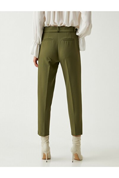 Koton Dámské culotte kalhoty s vysokým pasem - Khaki Khaki 2KAK42069UW