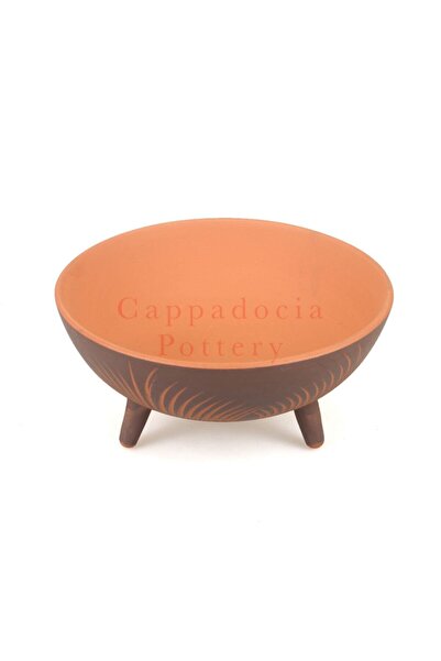 Cappadocia Pottery 30cm Desenli Ayaklı Toprak Çömlek Saksı No.130