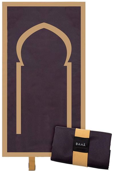 Baha Portable Pocket Prayer Rug| Travel Prayer Rack, Foldable Prayer Rug, Perfect Ramadan Gift Black