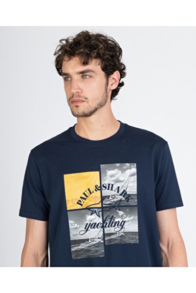 PAUL&SHARK Ανδρικό πλεκτό μπλουζάκι C.w. Βαμβάκι