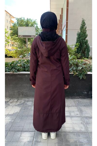 Kayra Kadın Siyah Biye Detaylı Kapüşonlu Trençkot