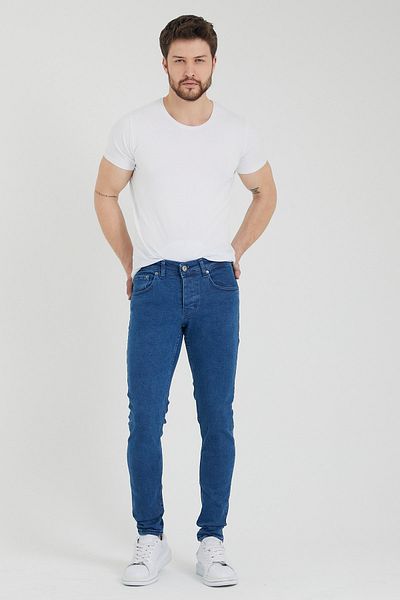 MODAMESTO Мъжки тъмносини дънки Slim Fit