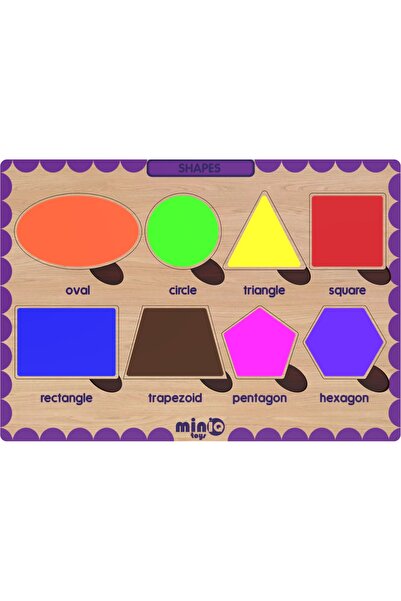 minİQ toys أحجية خشبية تعليمية على شكل هندسي إنجليزي