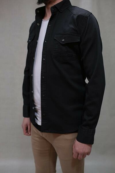çerme Ανδρικό τζιν πουκάμισο μαύρο