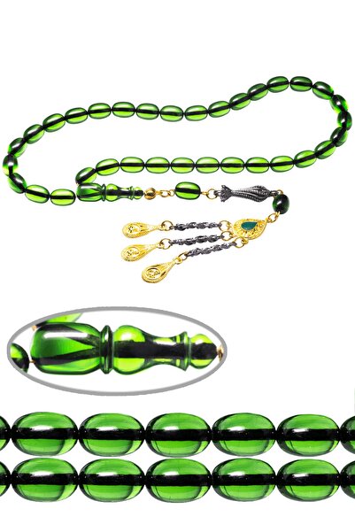 Tesbih Atölyesi Сертифікований зелений прозорий кольоровий бурштиновий чотки