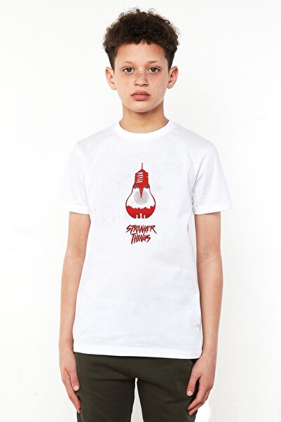 QIVI Unisex dečija bela sijalica Stranger Things Štampano T-shirt