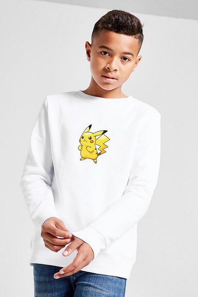 QIVI Hanorac alb unisex pentru copii Angry Pikachu Pokemon Printed