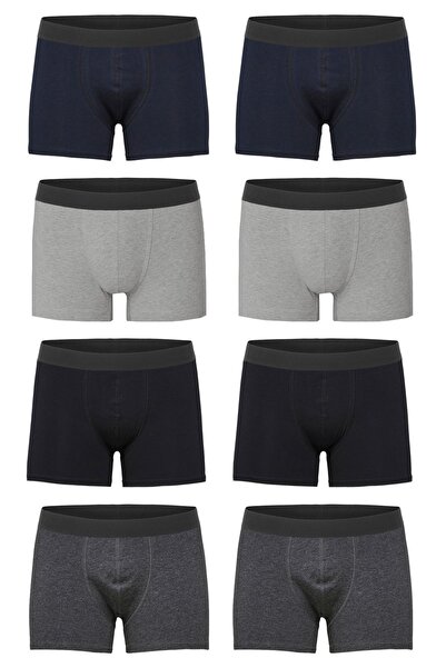 UMFANG Erkek Koyu Boxer Pamuklu Likralı 8'li Paket