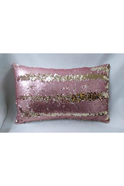 YILMAZHOME Pullu Payetli Dikdörtgen Kırlent Kılıfı - (pembe-lt Gold)