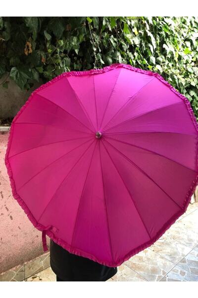 Techno Center Özel Tasarımlı Dekoratif Kalp Şeklinde Şemsiye Büyük Boy