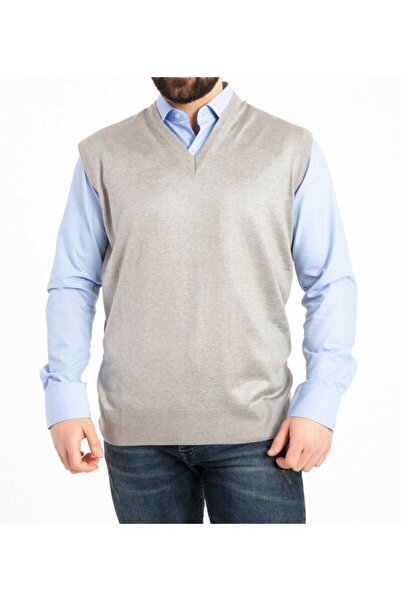 Nacar Men's White V-Neck Fine Wool Knitwear Knitted Anti-Pilling Sweater