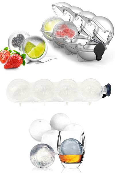 EARABUL 4-Piece Globe Ice Ball Set - Round Beverage Freezer and Storage Mold