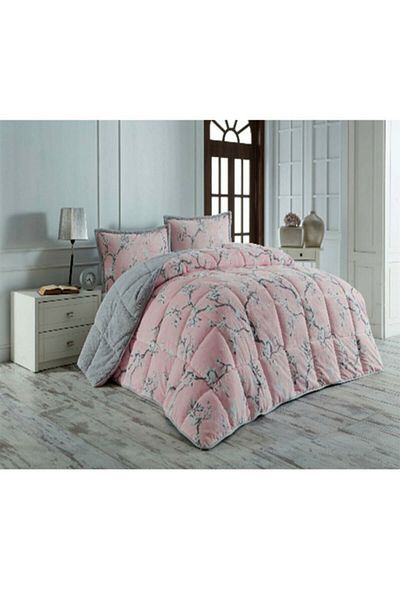 Merinos Eylül Gray Double Comforter Quilt Set