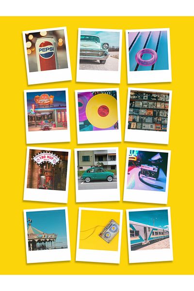 Özer Store Set of 12 Retro Decorative Ornament Pola Cards