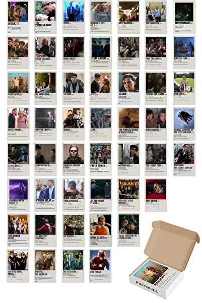 Postifull Film Afişleri Polaroid Duvar Poster Seti - Arkası Yapışkanlı Poster Kolaj Seti - 50 Adet, Kutulu Set
