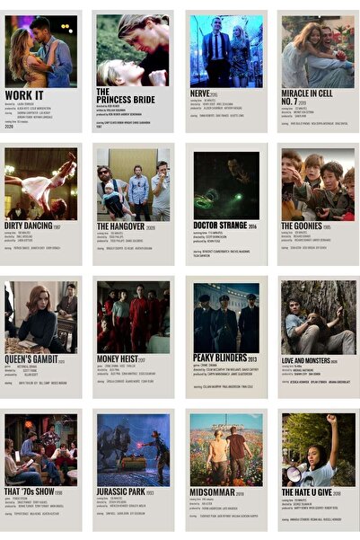 Postifull Film Afişleri Polaroid Duvar Poster Seti - Arkası Yapışkanlı Poster Kolaj Seti - 50 Adet, Kutulu Set