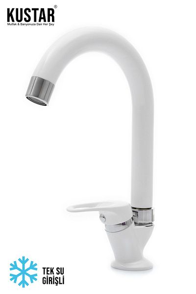 KUSTAR White Marble Mix Sink - Single Water Outlet, Open Close Sleeve Faucet