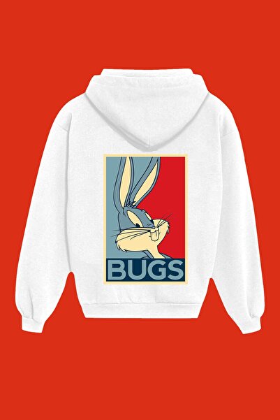 IvırZıvır Hanorac cu imprimeu unisex White Bugs Bunny