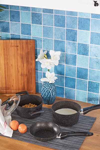 Emsan Pinky Siyah 4 Parça Mini Tencere Seti