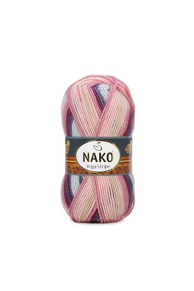 NAKO 5 Pieces Vega Stripe 82415 Hand Knitting Thread Vest Cardigan Sweater Thread Baby Thread