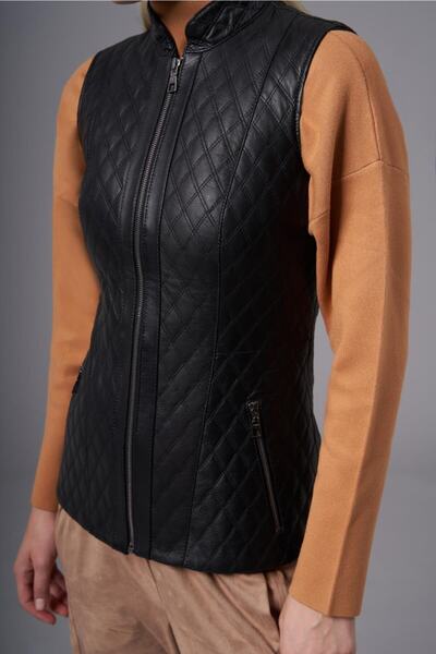 Deri Company Marrone Black Leather Vest216510