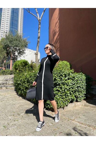giyimmasalı Tricotaj Tesatura Rochie Creion Neagra