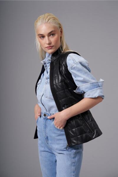 Deri Company Ferreri Siyah Deri Yelek 216509